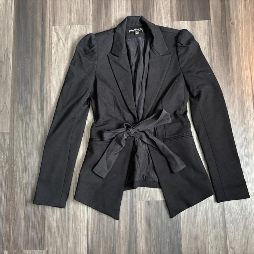 Elizabeth and James Black Tie-Waist Blazer